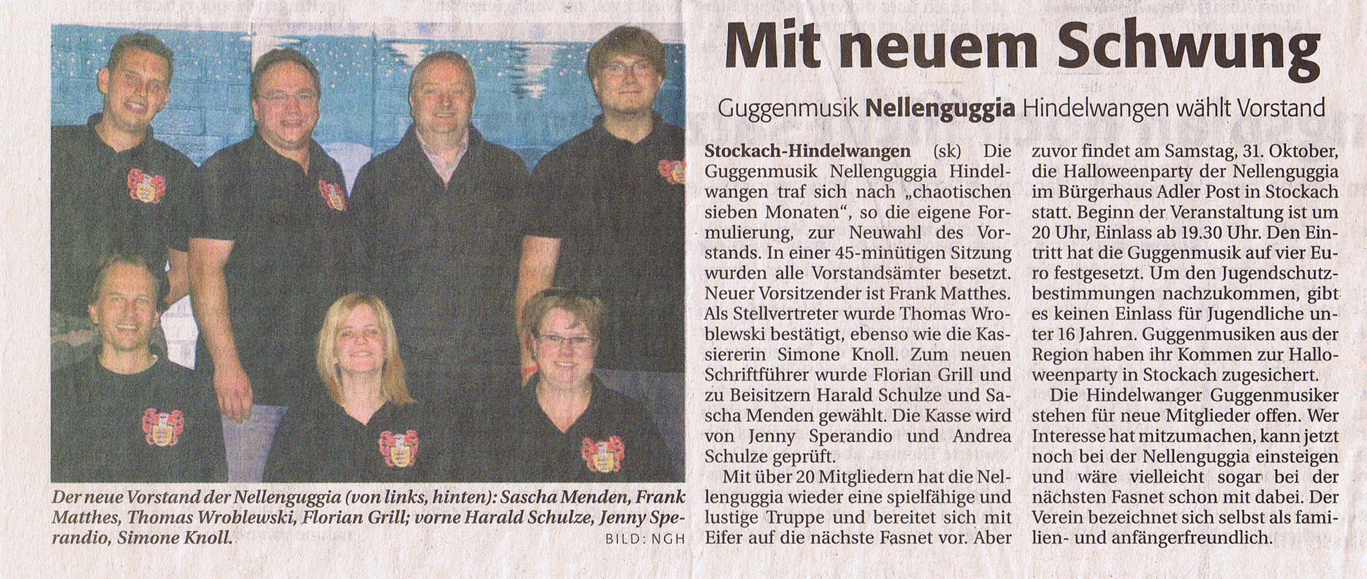 Mit neuem Schwung (Südkurier vom 29. 10. 2009)